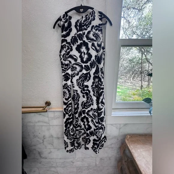 Ann Taylor Navy & White Floral Fit and Flare Dress Fully Lined Sleeveless - Picture 11 of 14